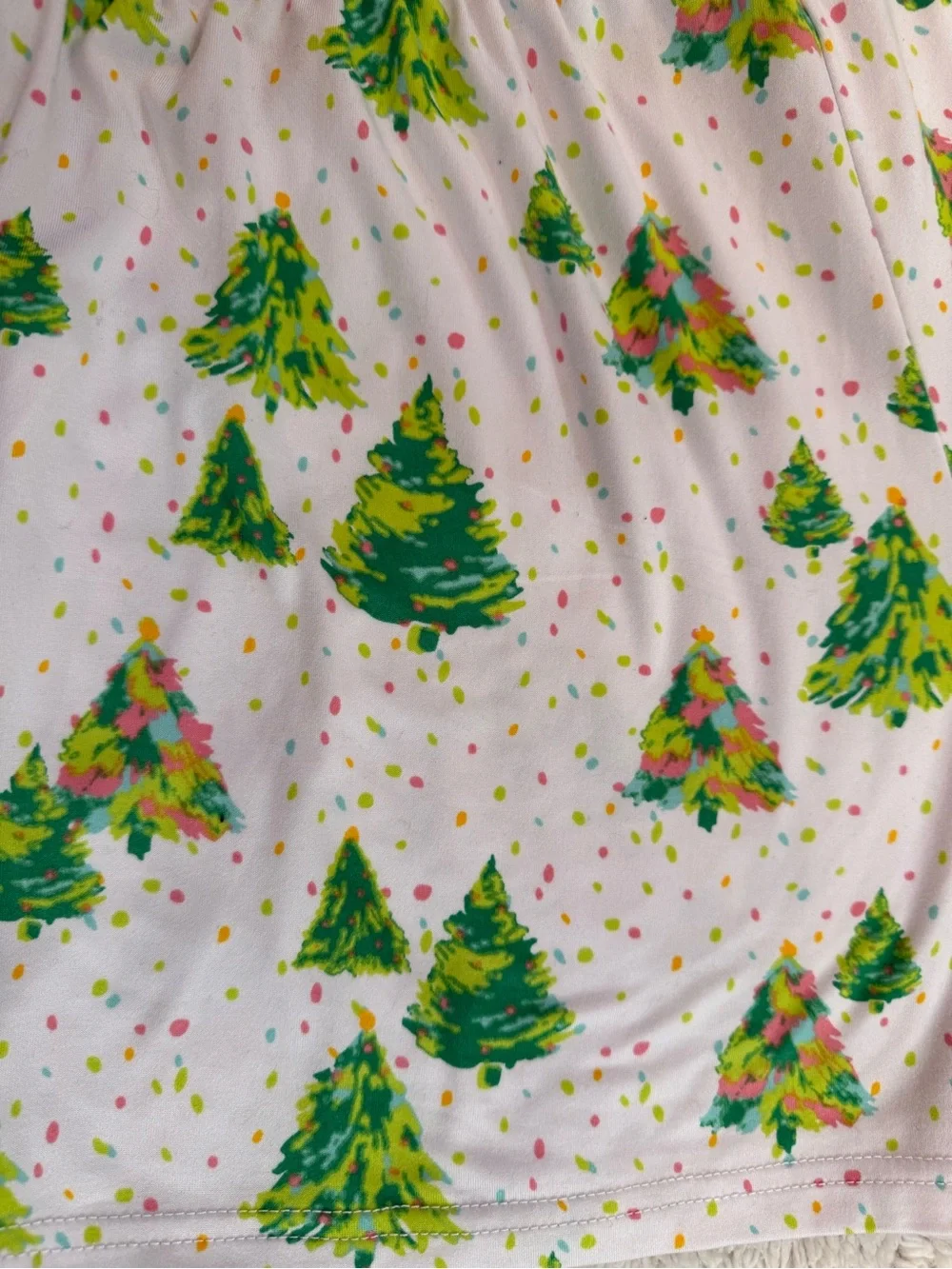 Women’s colorful confetti Holiday Tree Print Lounge Shorts, Size XS